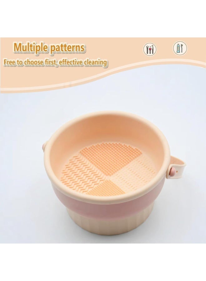 ChicAbode Makeup Brush Cleaner Mat 3 in 1 Silicone Makeup Brush Cleaner Bowl with Brush Drying Holder Cosmetic Brushes Cleaning Tool Organizer for Storage & Air Dry (Khaki) - Image 5